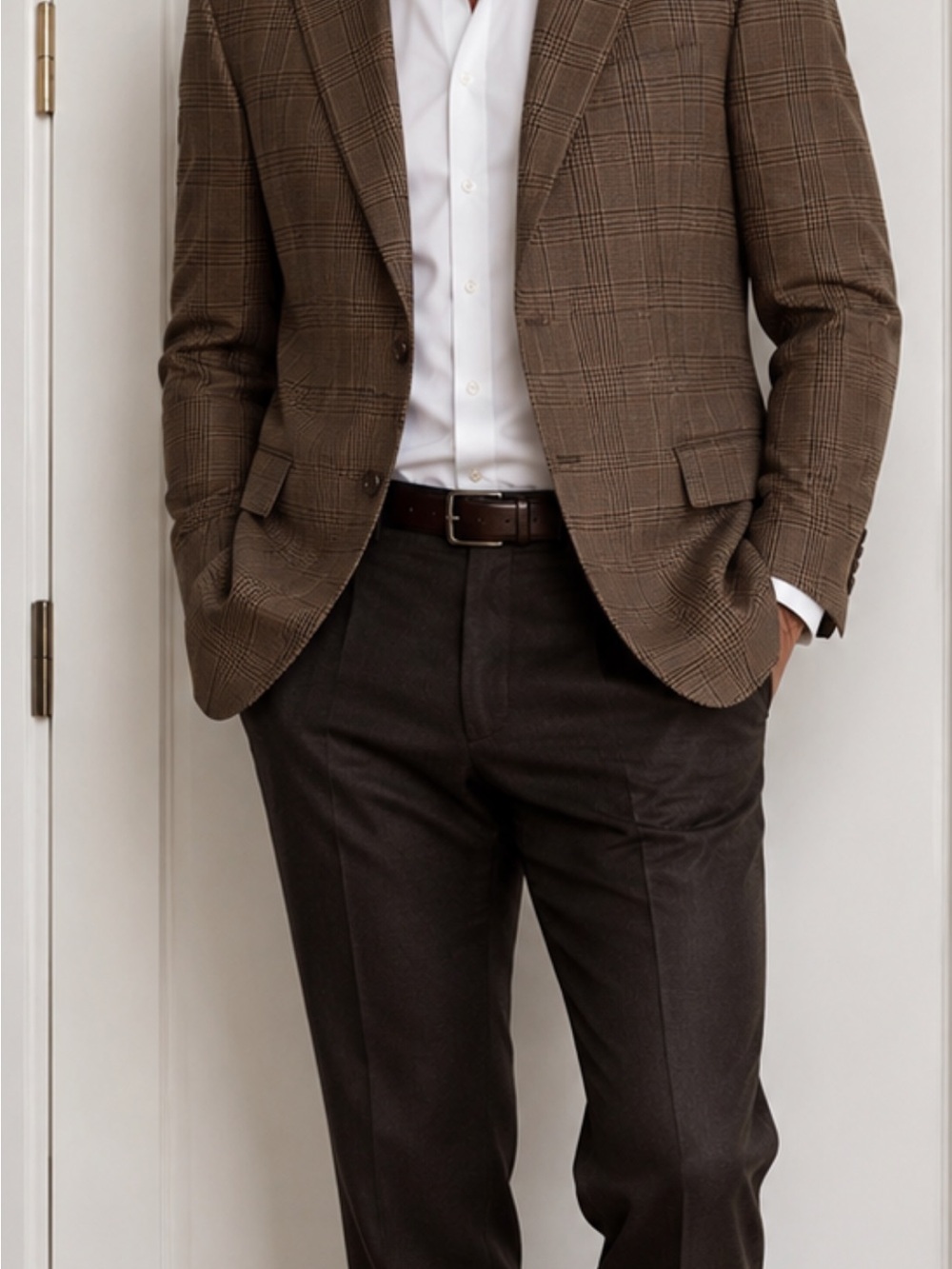 Men's Brown Glen Plaid Blazer hickey freeman wool design - Classic perfect 40L